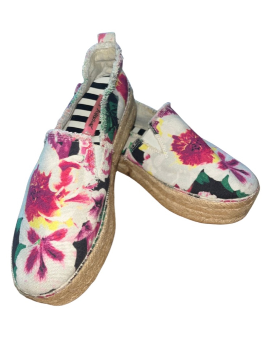 Betsey Johnson Flouncee Floral Platform Espadrille Flats Size 7B (Med. Width)